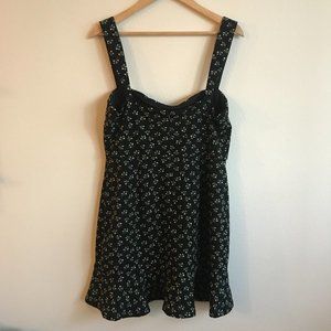 Anthropologie Hutch Ditzy Daisy Floral Retro Black Bustier Mini Dress Large